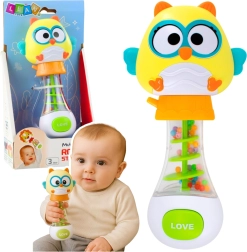 Rangle til baby ugle med farvede kugler 17 cm