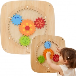 VIGA træ vægmonteret tavle med farvede tandhjul