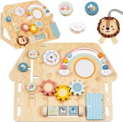 træ-manipulationsplade i husform til børn