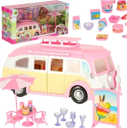 Sammenklappelig campingvogn med isbutik og tilbehør, 30 dele