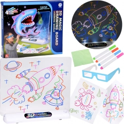 3D magisk tegnetavle med LED-bagbelysning, tuscher og 3D-briller