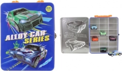 Pladeæske til legebiler med sæt af 6 metalbiler med pullback