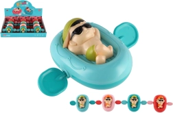 Optrækkelig badefigur på luftmadras til vand, plastik, 13 × 9 cm, 4 farver