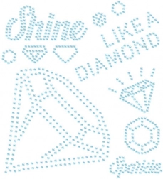 Strygeapplikation med rhinsten – strål som en diamant