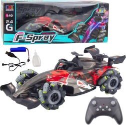 RC racerbil 1:10 med LED-lys, vanddamp og 2,4 GHz – rød
