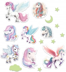 Selvlysende vægdekoration med enhjørninge