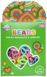 Sæt farvede hjerteperler med snor 1 m