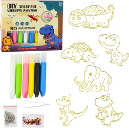 Kreativt DIY-sæt – vitrag vedhæng dinosaurer med 6 gelpenne
