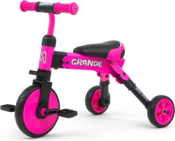Milly Mally Grande 2-i-1 lyserød løbecykel og trehjulet cykel til børn
