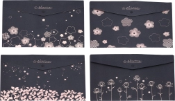 Plastik dokumentmappe med trykknap 33 × 23 cm – blomstermotiv