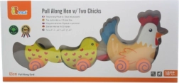 Viga træk-legetøj høne med kyllinger 36 cm