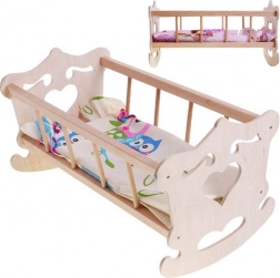 Trævugge til dukke 50 cm + sengetøj ZA2021