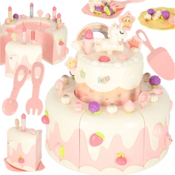 To-etagers fødselsdagskage med musik og lys, lyserød, 16 dele