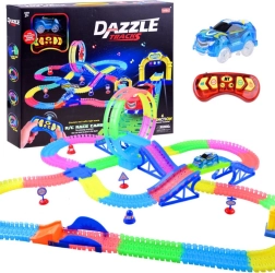 Fluorescerende racerbane med fjernbetjening og lyseffekter 6,56 m