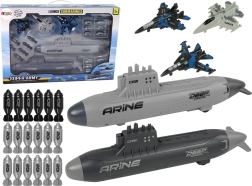 Militærsæt flåde med ubåde, jagerfly og missiler