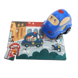 TOP BRIGHT træpuslespil med legetøj – politibil, 24 brikker