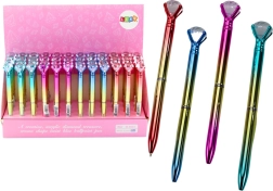 Kuglepen med glitrende diamant, gyldent korpus, blå påfyldning 0,7 mm