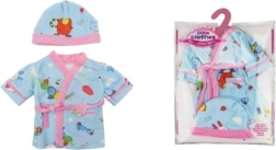 Blå badekåbe med hue til dukker 40-45 cm