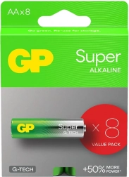 Alkaliske batterier GP Super AA 8 stk