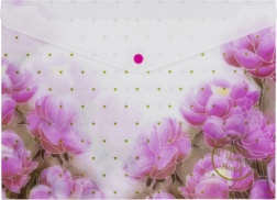 Dokumentmappe med trykknap A4 med print – mix af motiver, pakke med 12 stk