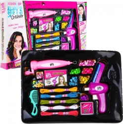 2-i-1 perlesæt til hår og armbånd til børn 5+ med værktøj til trådning og fletning