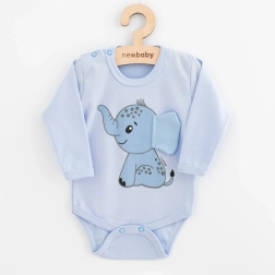 Babybody med lange ærmer New Baby Happy Elephant blå 74 (6–9 måneder)