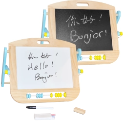 2Kids Toys magnetisk dobbeltsidet bordtavle med kugleramme