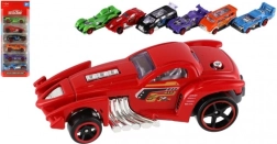 Sæt med 6 racerbiler, metal og plast, 8 cm, frihjul