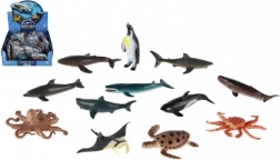 Havdyr af plast 8-10 cm mix af arter i boks