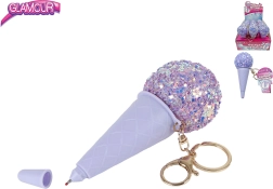 Glamour nøglering is med kuglepen lilla