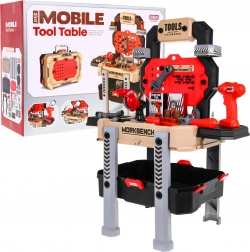 Børnearbejdsbænk 2-i-1 – kuffert og stativ – Rød