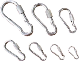 Stålkarabin med låsemøtrik 100 mm, galvaniseret, 350 kg (5 stk)