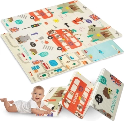 Humbi dobbeltsidet foldbar skumlege måtte til børn London 120 × 180 cm