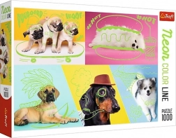 Puslespil 1000 stk Neon Farve Linje - Gale hunde