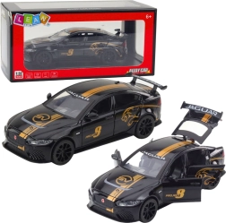 Metal sportsvogn 1:32 med pull-back, lys og lyde – sort