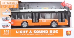 Orange batteridrevet legende og lysende trolleybus