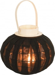 Træsort sort lanterne til fyrfadslys 22 cm