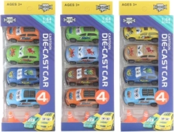 Sæt af metalbiler med kegler 4 stk.