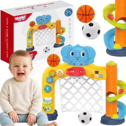 Woopie baby interaktivt sportscenter 2-i-1 – fodboldmål og basketballkurv med lille elefant