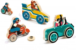 Trætransportmidler med trykknapper fra Djeco