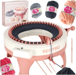 Rund strikkemaskine med 48 nåle og garn – sæt til børn og begyndere