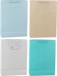 Gavepose med guldfarvede prikker