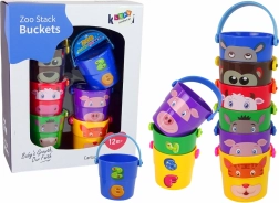 Farvede spande med dyr – pyramide