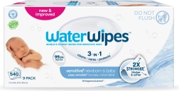 Vådservietter WATERWIPES Newborn & Baby 3-i-1, 9×60 stk (i alt 540 stk)