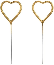 Hjerteformede guldsparkler 16,5 cm - 2 stk.