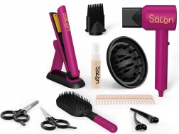 Kosmetiksæt til børn med føntørrer og glattejern