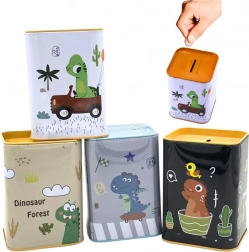 Met sparebøsse i metal dinosaur i bil 11 × 8 cm