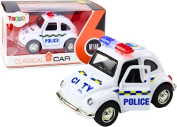 Klassisk politibil 1:38 med friktionsdrev, lys og lyde hvid