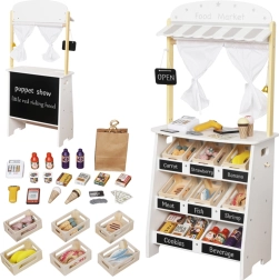 Træbutik og dukketeater til børn 2-i-1