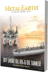 Metal Earth 3D puslespil olieplatform og tanker – deluxesæt